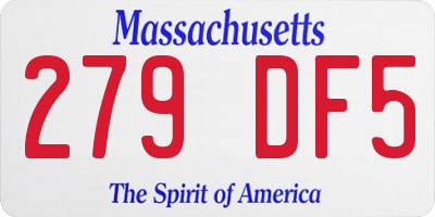 MA license plate 279DF5