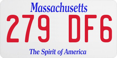 MA license plate 279DF6