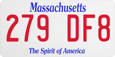 MA license plate 279DF8