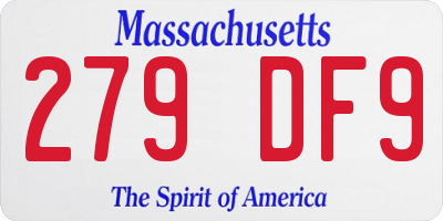 MA license plate 279DF9