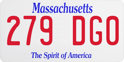 MA license plate 279DG0