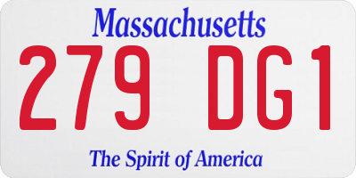 MA license plate 279DG1