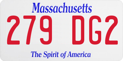 MA license plate 279DG2