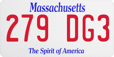 MA license plate 279DG3