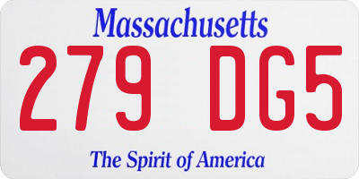 MA license plate 279DG5