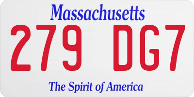MA license plate 279DG7