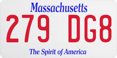 MA license plate 279DG8
