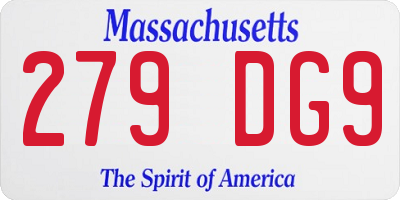 MA license plate 279DG9