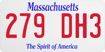 MA license plate 279DH3