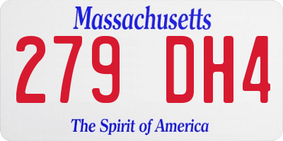 MA license plate 279DH4