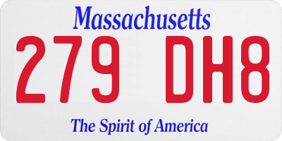 MA license plate 279DH8