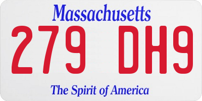 MA license plate 279DH9