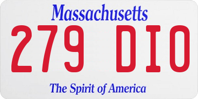 MA license plate 279DI0
