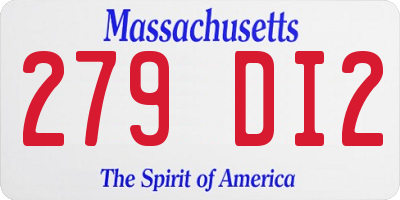 MA license plate 279DI2