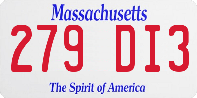 MA license plate 279DI3