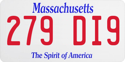MA license plate 279DI9