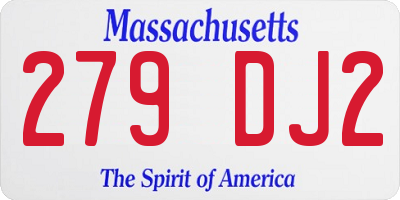 MA license plate 279DJ2