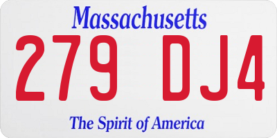 MA license plate 279DJ4