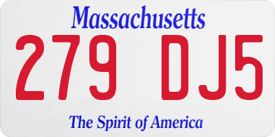 MA license plate 279DJ5