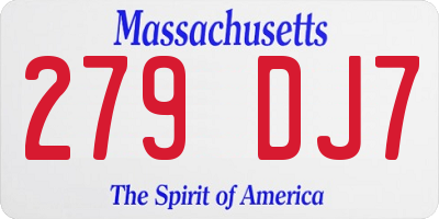 MA license plate 279DJ7