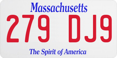 MA license plate 279DJ9