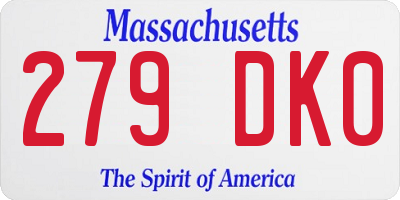 MA license plate 279DK0