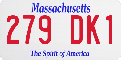 MA license plate 279DK1