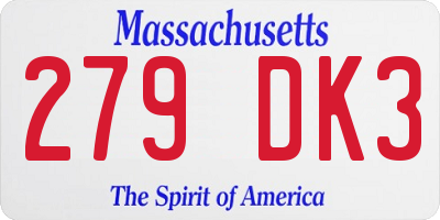 MA license plate 279DK3