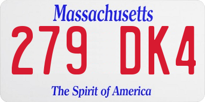 MA license plate 279DK4