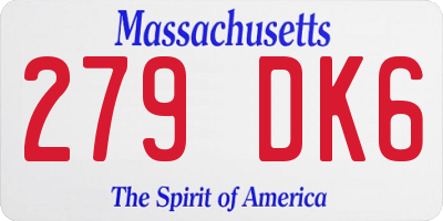 MA license plate 279DK6