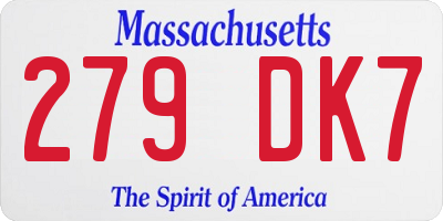 MA license plate 279DK7