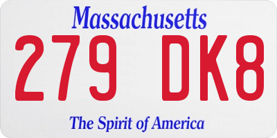 MA license plate 279DK8
