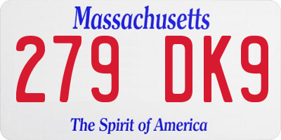 MA license plate 279DK9