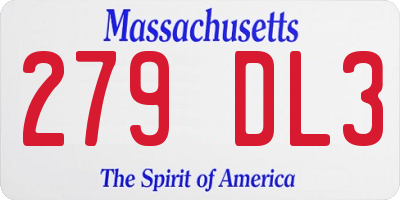 MA license plate 279DL3