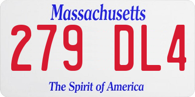 MA license plate 279DL4