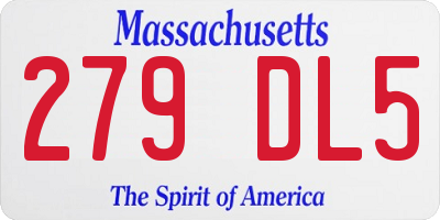MA license plate 279DL5