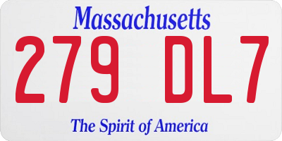 MA license plate 279DL7
