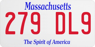MA license plate 279DL9
