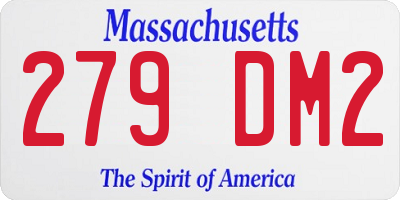 MA license plate 279DM2