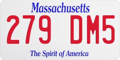 MA license plate 279DM5