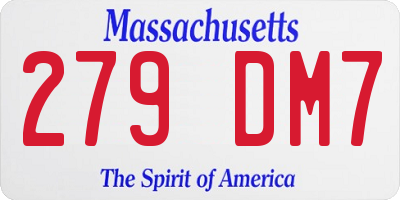 MA license plate 279DM7