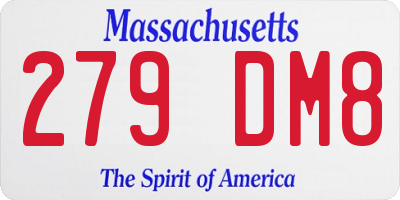 MA license plate 279DM8