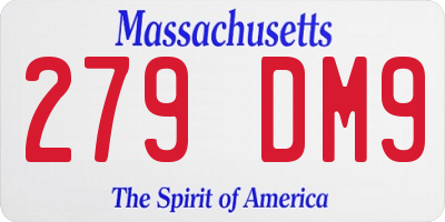MA license plate 279DM9