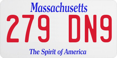 MA license plate 279DN9