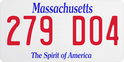 MA license plate 279DO4