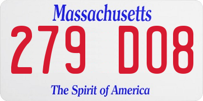 MA license plate 279DO8