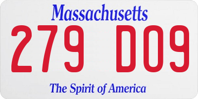 MA license plate 279DO9