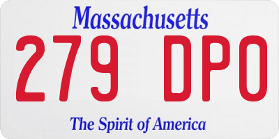 MA license plate 279DP0