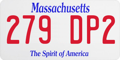 MA license plate 279DP2