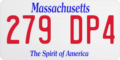 MA license plate 279DP4
